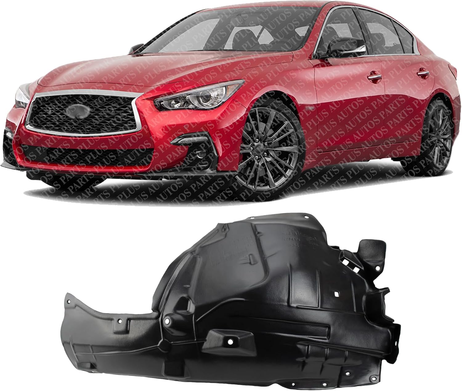 Front Fender Liner Rear Section Left Driver Side Direct Replacement Compatible With 2014-2023 Infiniti Q50 IN1248131 638414GA0A