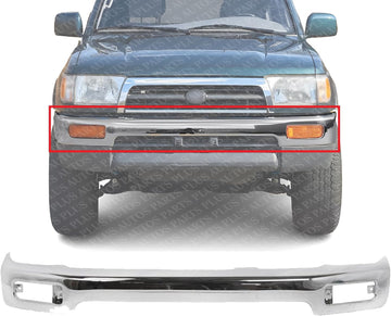 Front Bumper Face Bar Chrome Steel Direct Replacement Compatible With 1996-1998 Toyota 4Runner TO1002162 5210135300