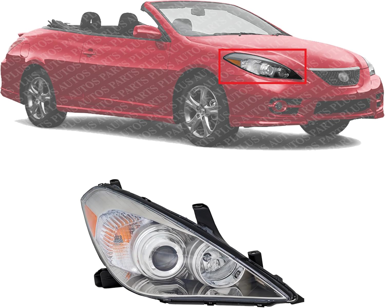Front Headlight Assembly Right Passenger Side Direct Replacement Compatible With 2007-2008 Toyota Solara TO2503186 8111006422
