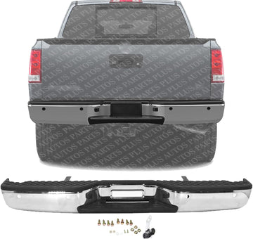 Step Bumper Assembly Chrome Steel Direct Replacement Compatible With 2004-2015 Nissan Titan NI1103111 NI1103118 85010ZJ20B-PFM 85022ZR20B-PFM