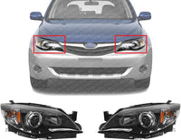 Set Of 2 Front Head Light Assembly Plastic Left Driver & Right Passenger Side Direct Replacement Compatible With 2008-2011 Subaru Impreza SU2503125 SU2502125 84001FG241 84001FG251