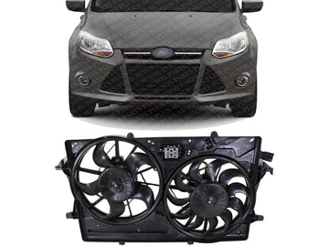 Front Dual Fan Assembly Plastic Direct Replacement Compatible with 2000-2002 Ford Focus FO3115143 1S4Z8C607CC