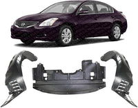 Front Engine Splash Shield Under Cover + Fender Liner Plastic Left Driver & Right Passenger Side Direct Replacement Compatible with 2007-2010 Nissan Altima