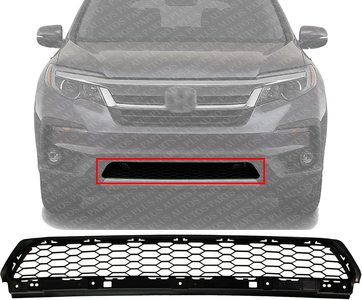 Front Bumper Lower Grille Primed Direct Replacement Compatible With 2019-2022 Honda Pilot HO1036136 71113TG7A50