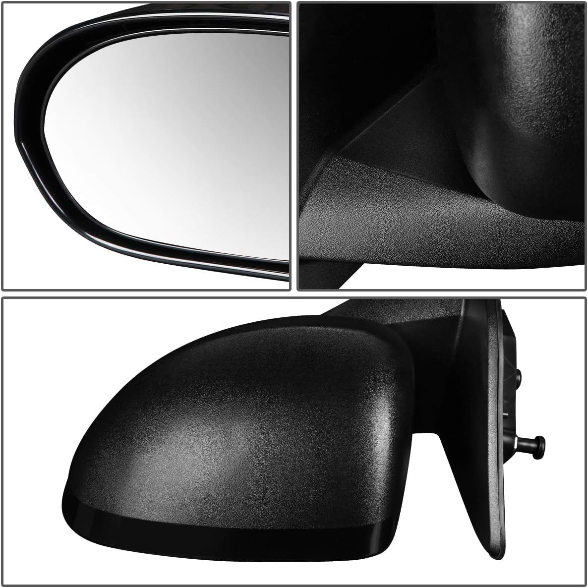 Front Power Mirror Manual Adjust Non-Heated Textured Left Driver Side Direct Replacement Compatible With 2007-2017 Jeep Compass CH1320266 5115041AK 5115041AJ
