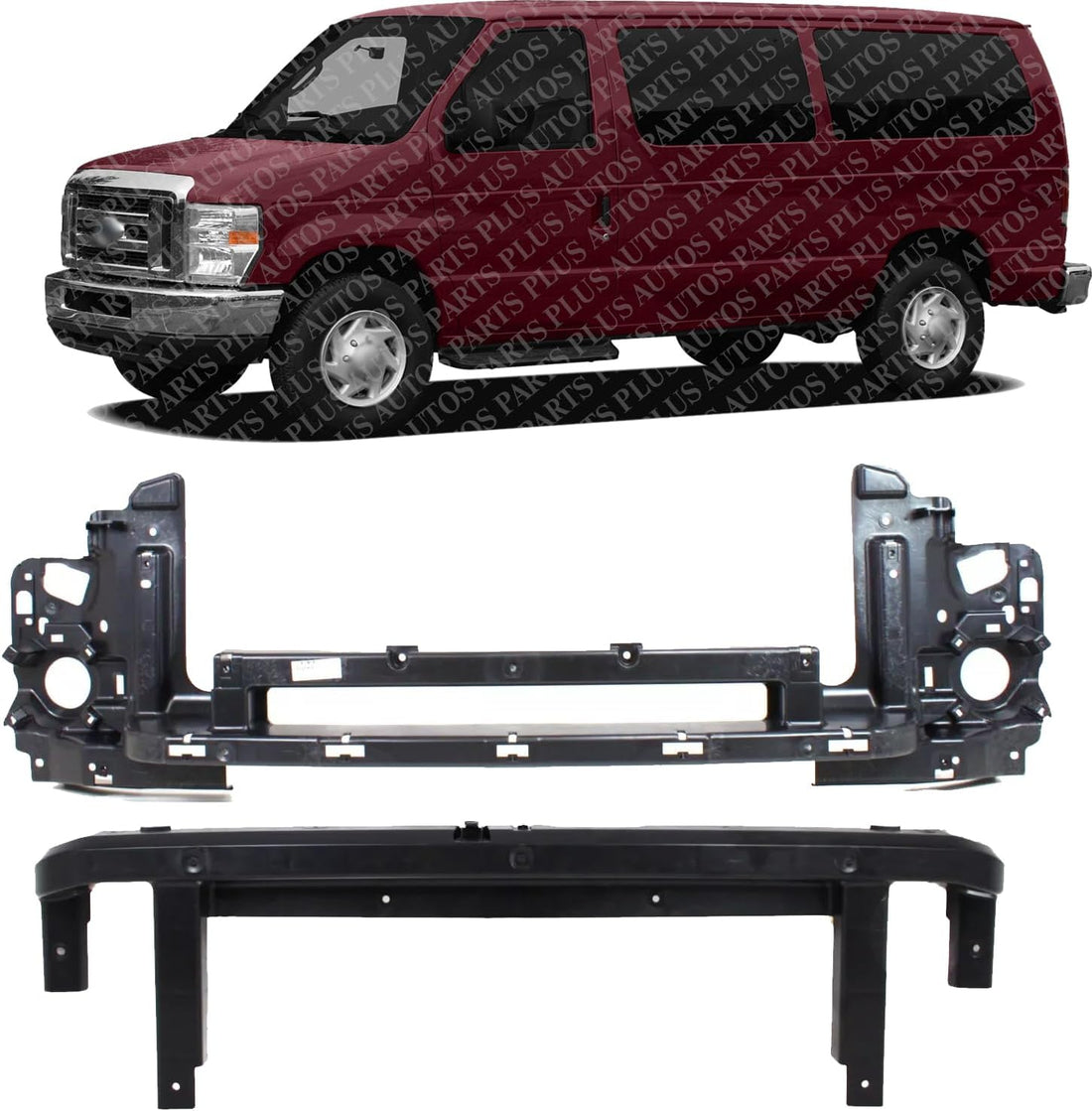 Front Header Panel Upper + Lower Direct Replacement Compatible With 2008-2021 Ford E-Series FO1223113 FO1223112 8C2Z8A284A 8C2Z8A284C