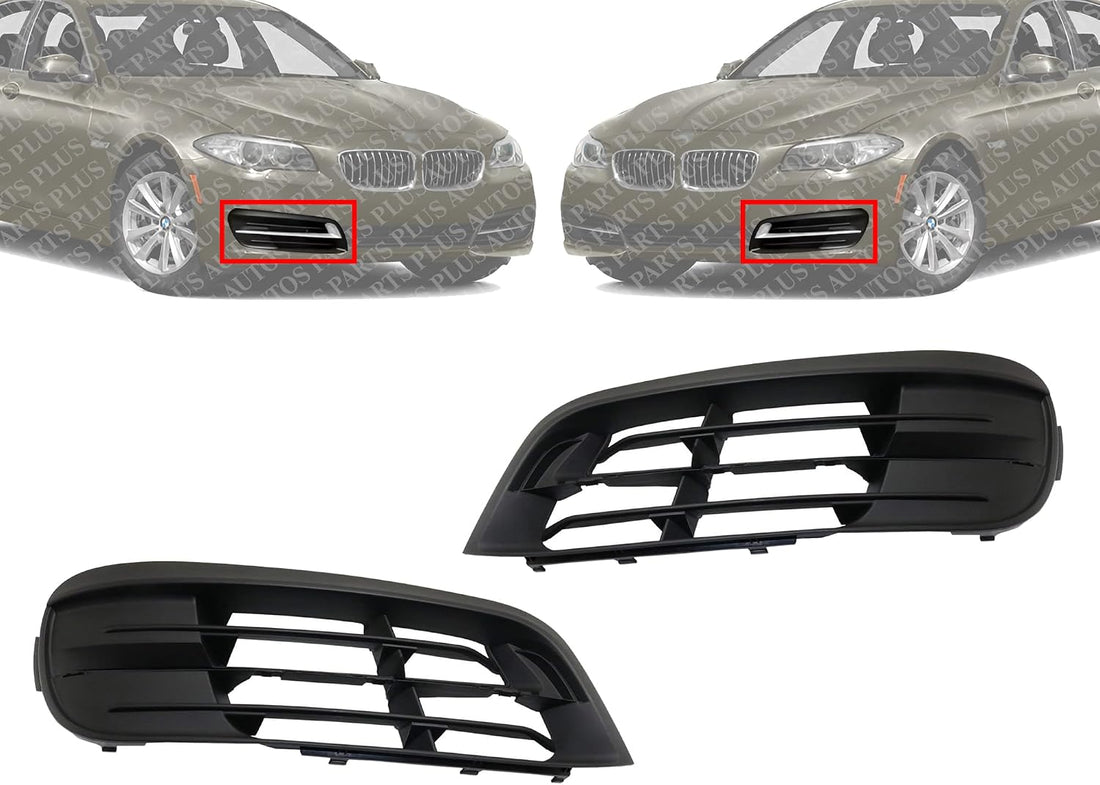 Set Of 2 Front Fog Light Cover Textured Right Passenger And Left Driver Side Direct Replacement Compatible With 2014-2016 BMW 5-Series BM1038165 BM1039165 51117331728 51117331727