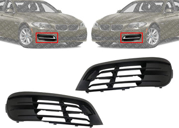 Set Of 2 Front Fog Light Cover Textured Right Passenger And Left Driver Side Direct Replacement Compatible With 2014-2016 BMW 5-Series BM1038165 BM1039165 51117331728 51117331727