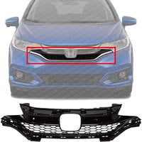 Front Bumper Upper Grille Primed Shell And Insert Plastic Direct Replacement Compatible With 2018-2020 Honda Fit HO1200237 71121T5RA50
