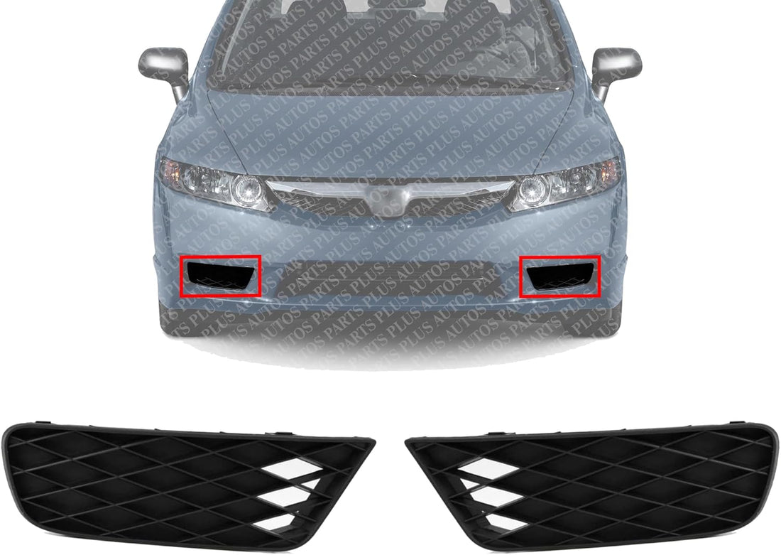AUTOS PARTS PLUS Set Of 2 Front Fog Lamp Lower Outer Covers Right Passenger & Left Driver Side Direct Replacement Compatible With 2019-2011 Honda Civic HO1039100 HO1038100 71106SNAA50 71108SNAA50