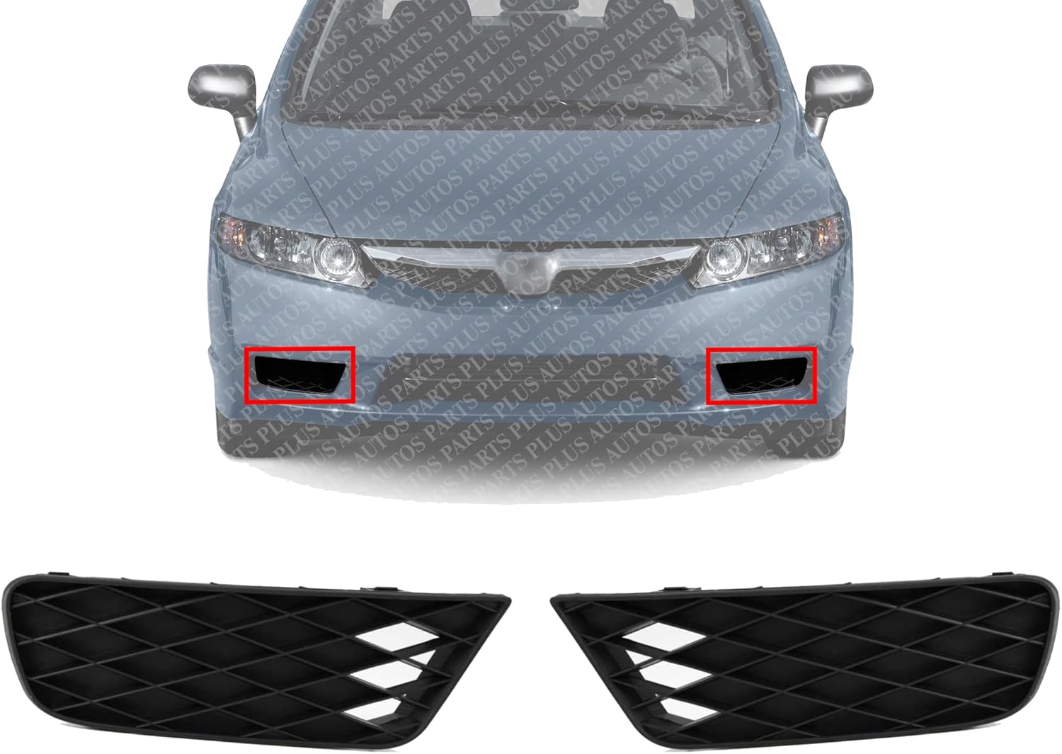 AUTOS PARTS PLUS Set Of 2 Front Fog Lamp Lower Outer Covers Right Passenger & Left Driver Side Direct Replacement Compatible With 2019-2011 Honda Civic HO1039100 HO1038100 71106SNAA50 71108SNAA50