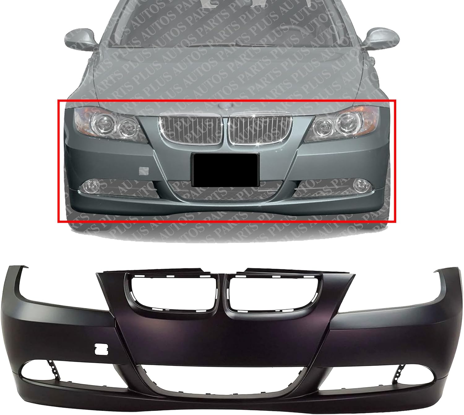 Front Bumper Cover Primed Direct Replacement Compatible With 2006-2008 BMW 3-Series BM1000180 51117140859