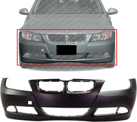 Front Bumper Cover Primed Direct Replacement Compatible With 2006-2008 BMW 3-Series BM1000180 51117140859
