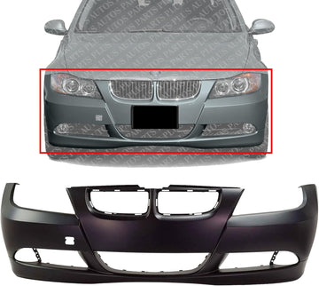 Front Bumper Cover Primed Direct Replacement Compatible With 2006-2008 BMW 3-Series BM1000180 51117140859