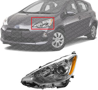 Front Headlight Assembly Halogen Left Driver Side Direct Replacement Compatible With 2012-2014 Toyota Prius C TO2502214 8115052E81