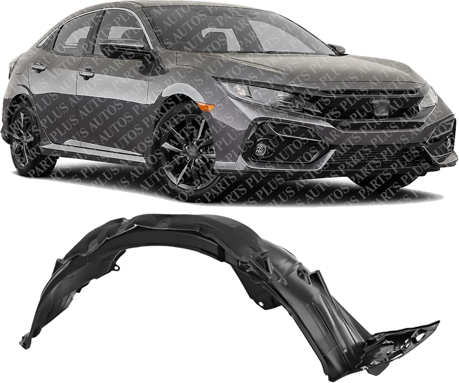 Front Fender Liner Right Passenger Side Direct Replacement Compatible With 2020-2021 Honda Civic HO1249196 74101TGGA20