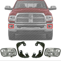 AUTOS PARTS PLUS Front Fog Lights & Brackets Right Passenger & Left Driver Side Direct Replacement Compatible With Ram 1500 2009-2012/2500 3500 2009-2018 CH1061100 55372734AB 55372735AB 68054374AC