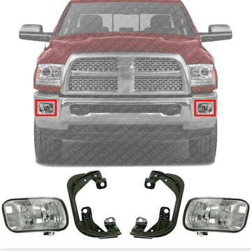 AUTOS PARTS PLUS Front Fog Lights & Brackets Right Passenger & Left Driver Side Direct Replacement Compatible With Ram 1500 2009-2012/2500 3500 2009-2018 CH1061100 55372734AB 55372735AB 68054374AC
