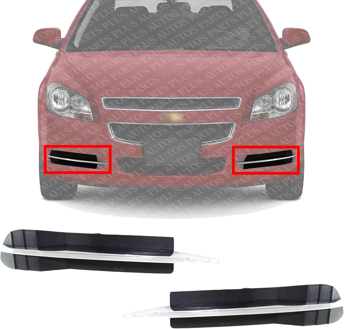 Set Of 2 Front Fog Light Cover Outer Primed Left Driver & Right Passenger Side Direct Replacement Compatible With 2008-2012 Chevrolet Malibu GM1039114 GM1038114 25905344 25905343