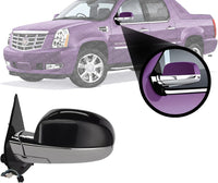 Front Power Mirror Non-Towing Folding Heated Chrome Body With Primed Cap Left Driver Side Direct Replacement Compatible With 2007-2014 Cadillac Escalade 25831078