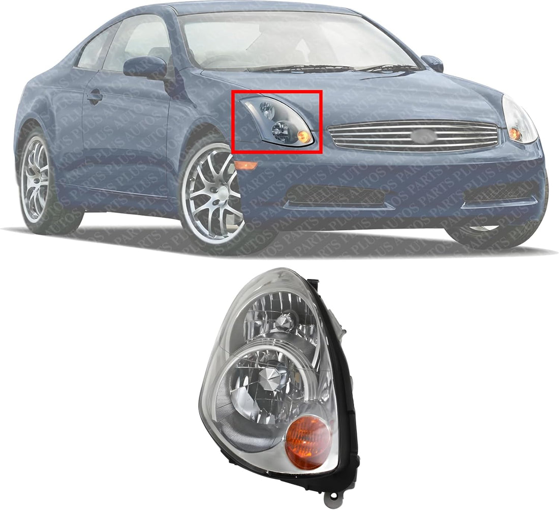Front Head Light Right Passenger Side Direct Replacement Compatible With 2005-2006 Infiniti G35 IN2519106 26015AC700
