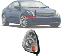 Front Head Light Right Passenger Side Direct Replacement Compatible With 2005-2006 Infiniti G35 IN2519106 26015AC700