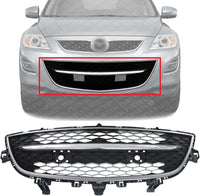 Front Bumper Lower Grille Primed With Chrome Trim Plastic Direct Replacement Compatible With 2010-2012 Mazda CX-9 MA1036119 TE69501T0A