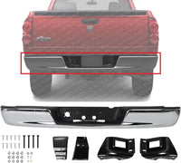 Step Bumper Chrome Steel Direct Replacement Compatible With 2002-2008 Dodge Ram 1500/2003-2009 2500 3500 CH1103111 CH1102371 CH1191110 68004420AB 55077340AD