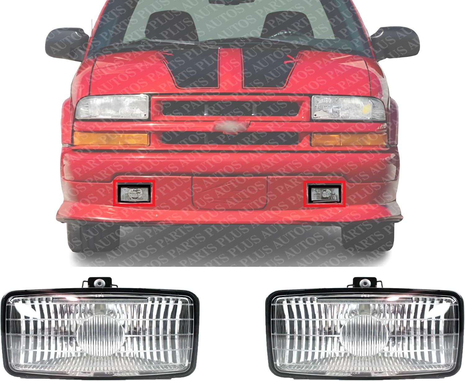 Set Of 2 Front Fog Light Assembly Plastic Left Driver & Right Passenger Side Direct Replacement Compatible With 2000-2003 Chevrolet S10 GM2592140 16530308