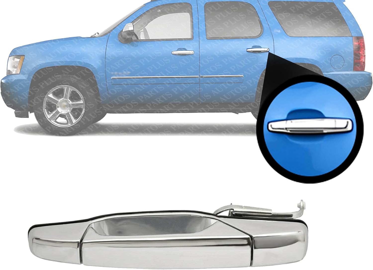 Rear Exterior Door Handle Chrome Left Driver Side Direct Replacement Compatible with 2007-2013 Chevrolet Silverado 1500 2500 3500HD GM1520130 22738725