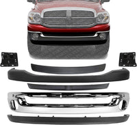 Front Bumper Steel + Upper Cover + Lower Valance + Inner Filler + Step Pad Molding + Brackets Left & Right Side Direct Replacement Compatible With 2006-2008 Dodge Ram 1500 2500 3500