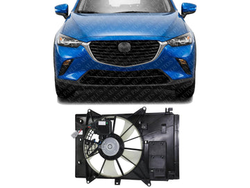 Front Radiator Single Fan Assembly Plastic Direct Replacement Compatible with 2016-2022 Mazda CX-3 MA3115166 PEHH15025
