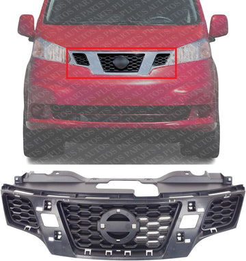 Front Grille Assembly Primed Shell And Insert Plastic Direct Replacement Compatible With 2013-2018 Nissan NV200 NI1200260 623123LM0H