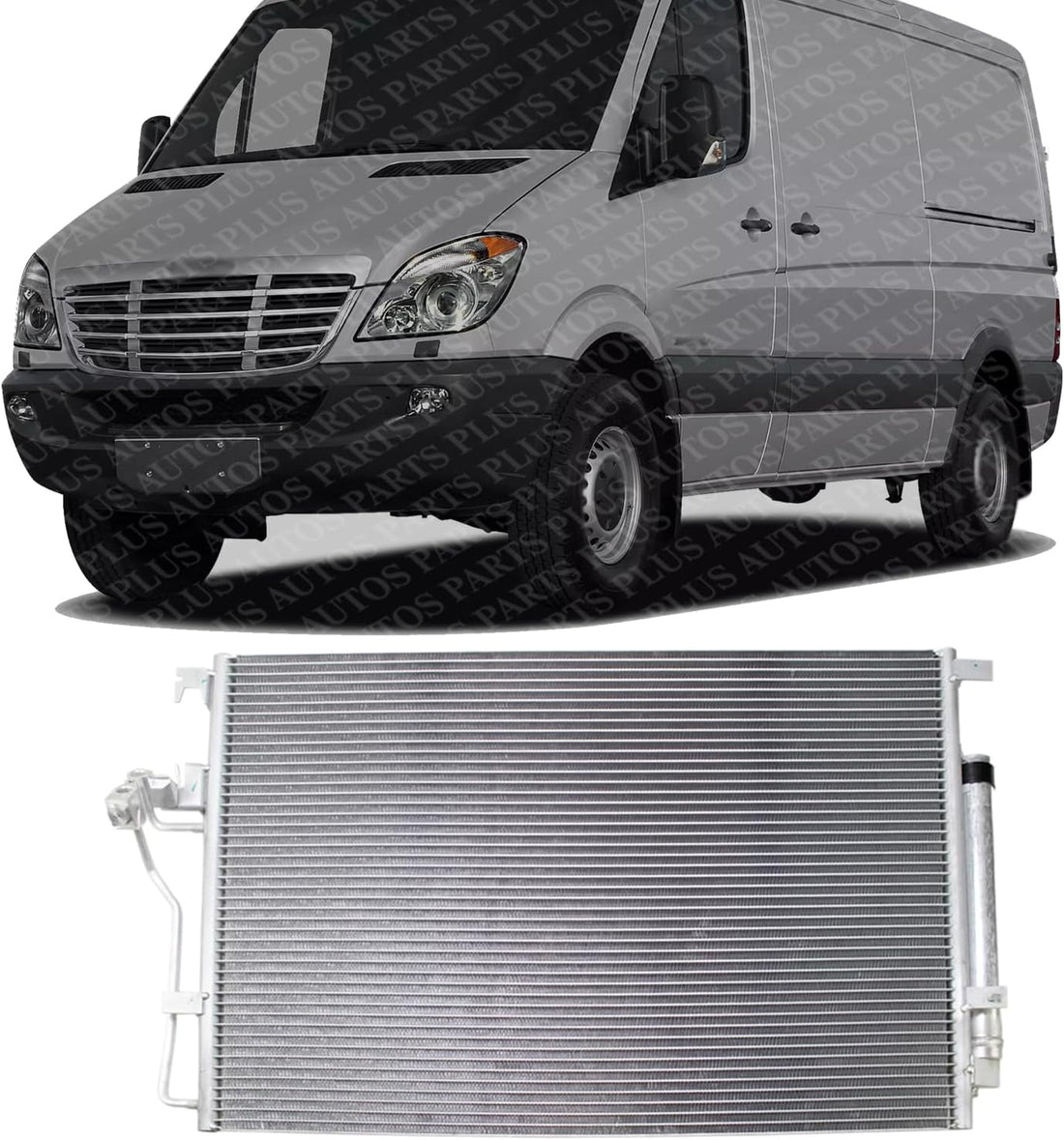 Front A/C Condenser Aluminum Core Direct Replacement Compatible With 2007-2009 Dodge Sprinter / 2007-2013 Freightliner / 2010-2021 Mercedes Benz Sprinter 2500 3500 CH3030247