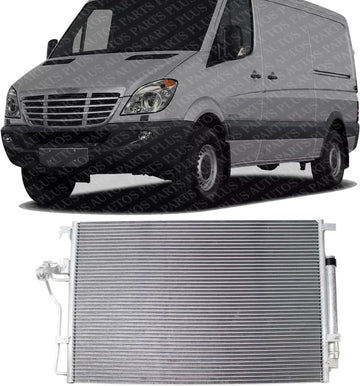 Front A/C Condenser Aluminum Core Direct Replacement Compatible With 2007-2009 Dodge Sprinter / 2007-2013 Freightliner / 2010-2021 Mercedes Benz Sprinter 2500 3500 CH3030247