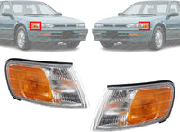 Set Of 2 Front Corner Lamps Plastic Left Driver & Right Passenger Side Direct Replacement Compatible With 1994-1997 Honda Accord HO2551109 HO2550109 34300SV4A02 34350SV4A02