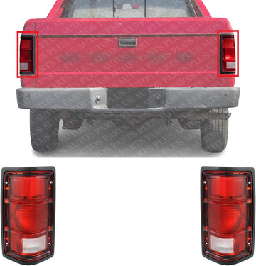 Set OF 2 Tail Light Lens And Housing With Outer Black Trim Left Driver & Right Passenger Side Direct Replacement Compatible With 1987-1996 Dodge Dakota CH2800111 CH2801111 55076439