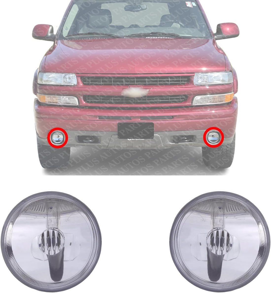 Set of 2 Front Fog Light Assembly Right Passenger & Left Driver Side Direct Replacement Compatible With 2001-2006 Chevrolet Tahoe GM2592143 15770014