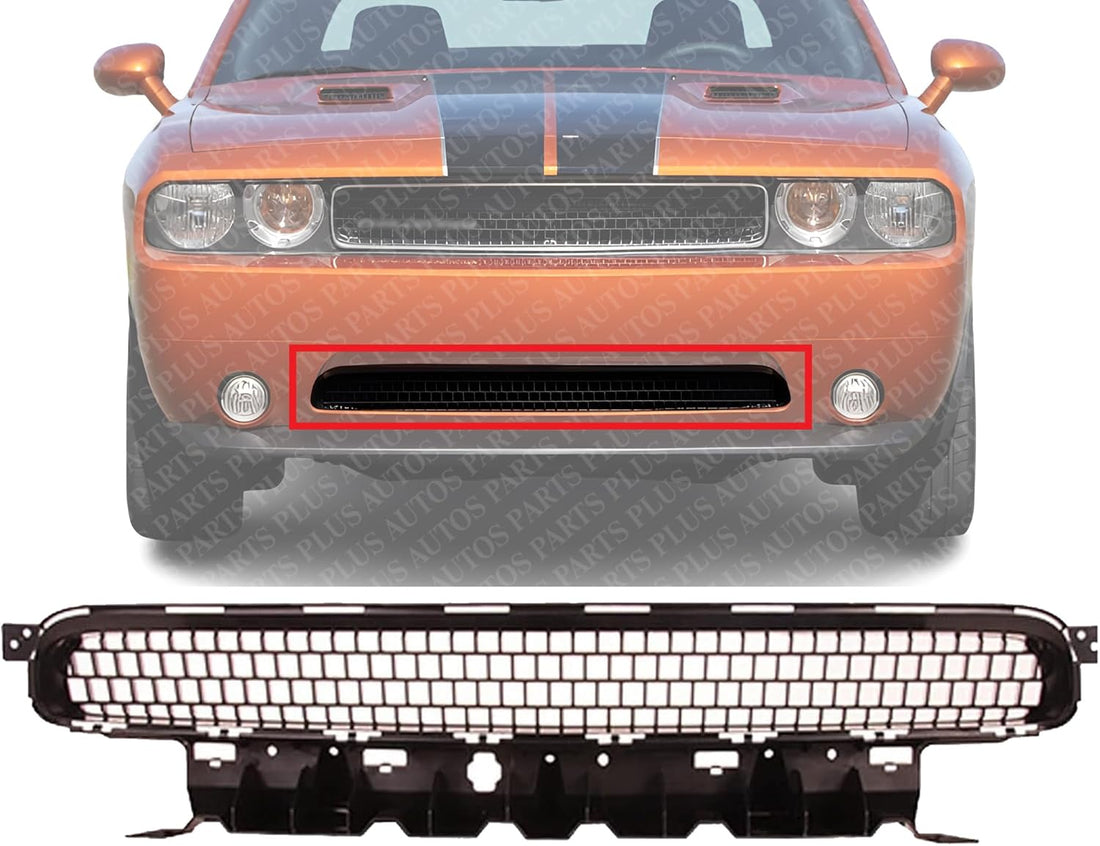 AUTOS PARTS PLUS Front Bumper Lower Grille Black Direct Replacement Compatible With 2011-2014 Dodge Challenger H1036129 68109841AA