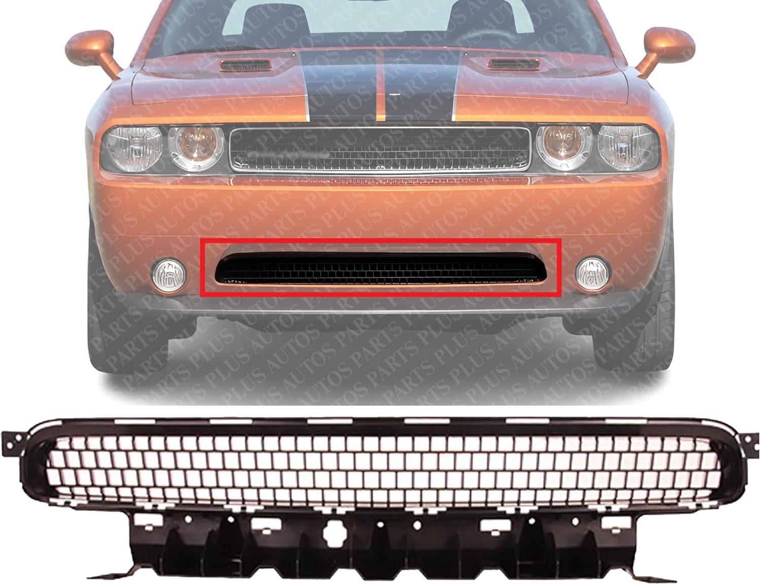 AUTOS PARTS PLUS Front Bumper Lower Grille Black Direct Replacement Compatible With 2011-2014 Dodge Challenger H1036129 68109841AA