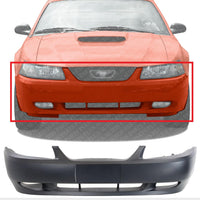 Front Bumper Cover Primed With Fog Light Holes Direct Replacement Compatible With 1999-2004 Ford Mustang FO1000439 YR3Z17D957GA