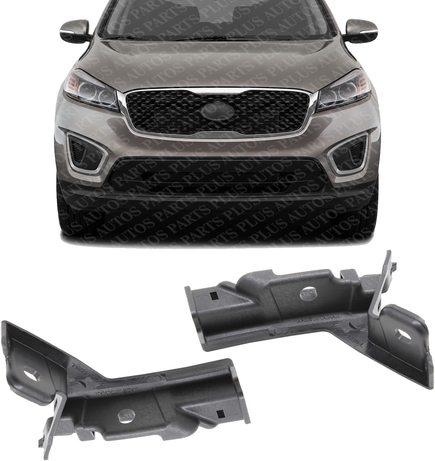 Set Of 2 Front Bumper Bracket Plastic Right Passenger & Left Driver Side Direct Replacement Compatible With 2016-2020 Kia Sorento KI1043123 KI1042123 86578C6000 86577C6000