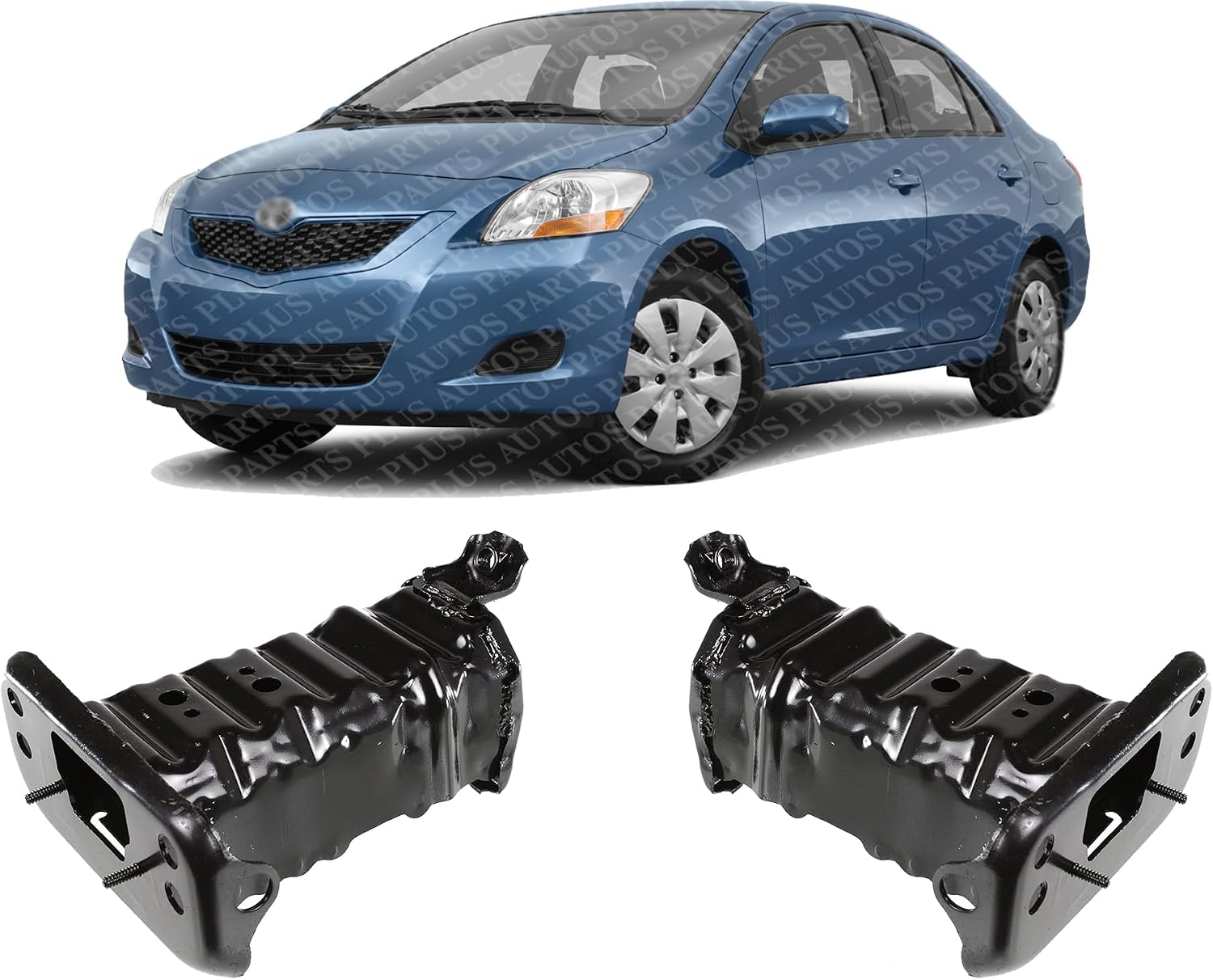 Set Of 2 Front Bumper Bracket Steel Left Driver & Right Passenger Side Direct Replacement Compatible With 2007-2018 Toyota Yaris TO1067160 TO1066160 5201152021 5201252020