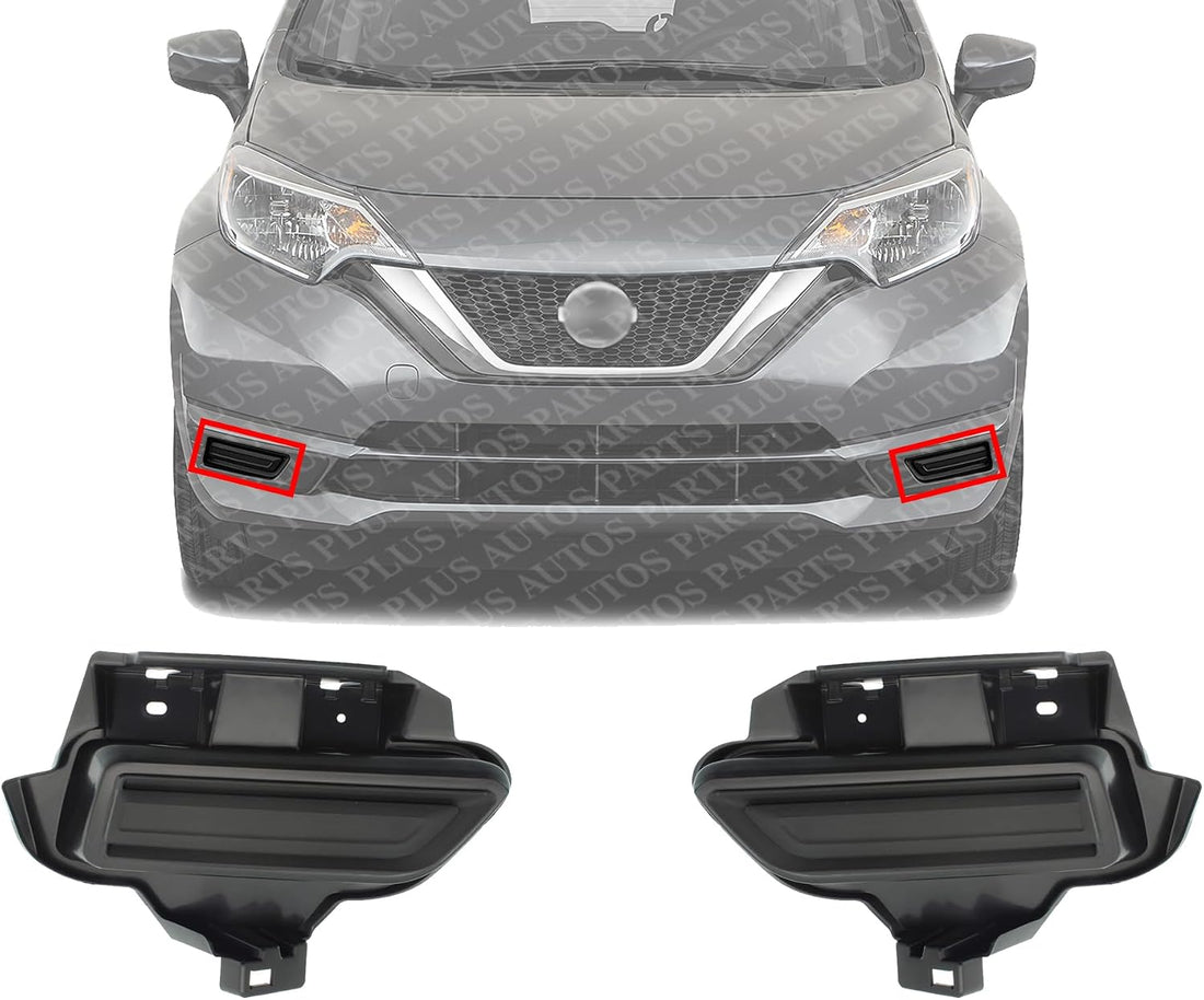 Set Of 2 Front Fog Lamp Cover Textured Right Passenger & Left Driver Side Direct Replacement Compatible With 2017-2019 Nissan Versa Note NI1039150 NI1038150 622569ME0J 622579ME0J