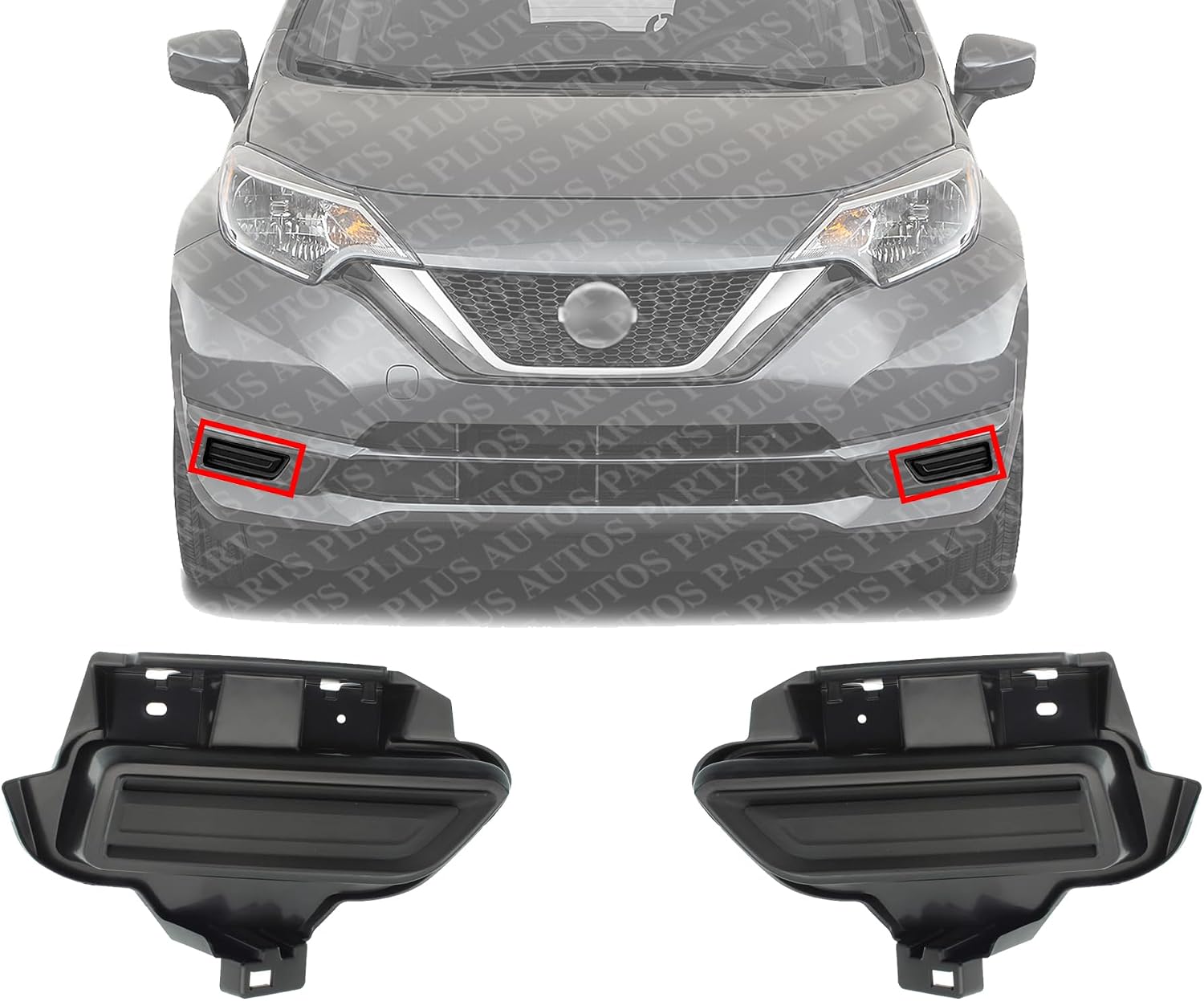 Set Of 2 Front Fog Lamp Cover Textured Right Passenger & Left Driver Side Direct Replacement Compatible With 2017-2019 Nissan Versa Note NI1039150 NI1038150 622569ME0J 622579ME0J