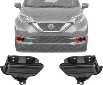 Set Of 2 Front Fog Lamp Cover Textured Right Passenger & Left Driver Side Direct Replacement Compatible With 2017-2019 Nissan Versa Note NI1039150 NI1038150 622569ME0J 622579ME0J