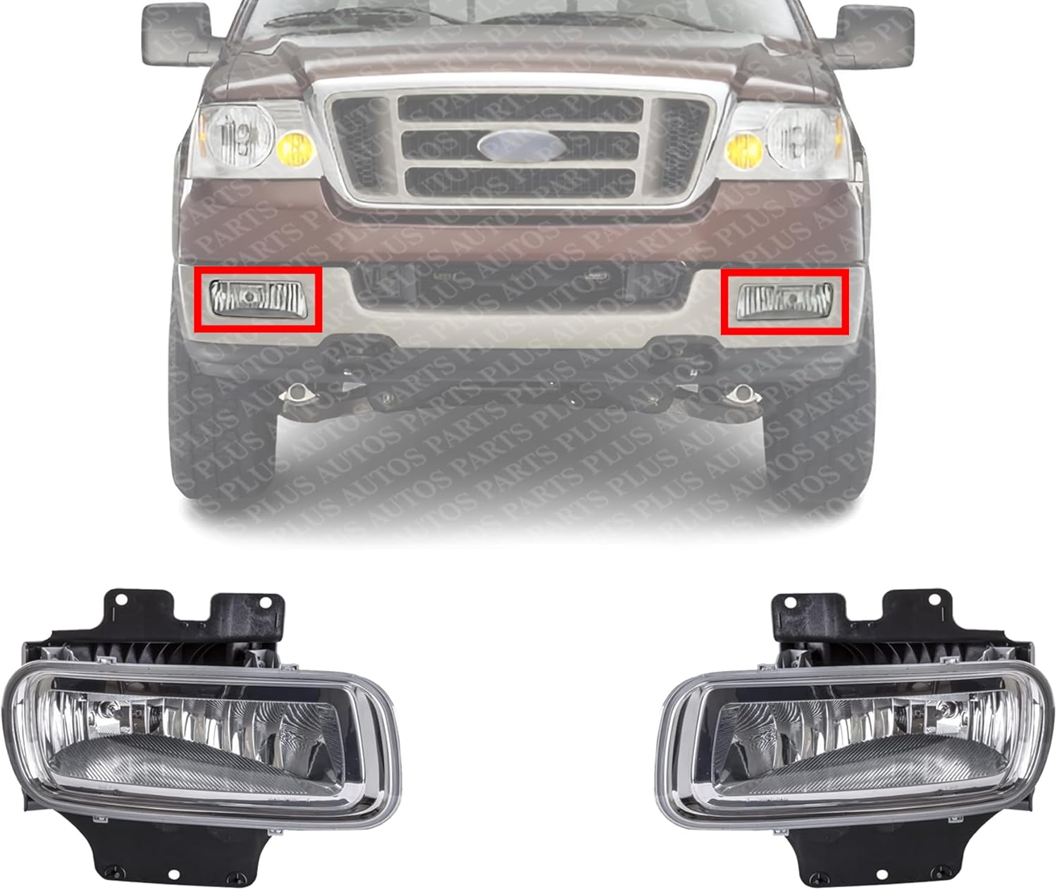 Set Of 2 Front Fog Light Assembly With Bracket Left Driver & Right Passenger Side Direct Replacement Compatible With 2004-2006 Ford F-150 FO2593209 FO2592209 5L3Z15200A 5L3Z15201A