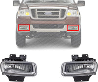 Set Of 2 Front Fog Light Assembly With Bracket Left Driver & Right Passenger Side Direct Replacement Compatible With 2004-2006 Ford F-150 FO2593209 FO2592209 5L3Z15200A 5L3Z15201A