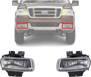 Set Of 2 Front Fog Light Assembly With Bracket Left Driver & Right Passenger Side Direct Replacement Compatible With 2004-2006 Ford F-150 FO2593209 FO2592209 5L3Z15200A 5L3Z15201A