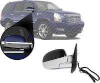 Front Power Mirror Non-Towing Heated Chrome Body With Primed Cap Right Passenger Side Direct Replacement Compatible With 2007-2014 Cadillac Escalade 25776162